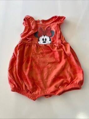 Disney Orange Minnie Mouse One-Piece Romper